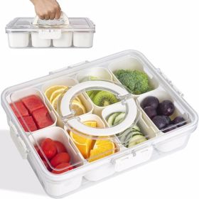 Divided Serving Tray with Lid and Handle, Snackle Box Container, Snack Organizer for Adults Fruit Tray, Veggie Tray, Candy Tray