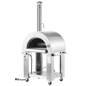 VEVOR Dual Fuel Pizza Oven Outdoor, 26 in Portable Pizza Oven, Pellet & Gas Powered Outdoor Pizza-Maker with Thickened Cordierite Pizza-Stone