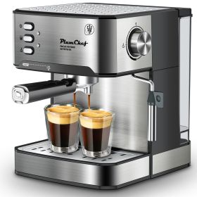PlumChef Espresso Machine 20 Bar Professional Compact Homehold Coffee Espresso Maker with Milk Frother Steam Wand 54oz Water Tank Low Noise and F