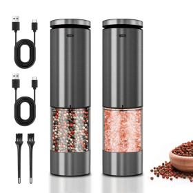 06808603 Salt & Pepper Grinder Set | 95ml Capacity | Rust-Resistant Ceramic Core | Multi-Function Grinder | SUS304 Stainless Steel | LED Lighting (06808603: 06808603)