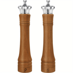 07229991 10-inch Walnut Pepper Grinder Set with Adjustable Ceramic Core-Multi-functional grinder with hand-cranked grinding mechanism for salt, p (07229991: 07229991)